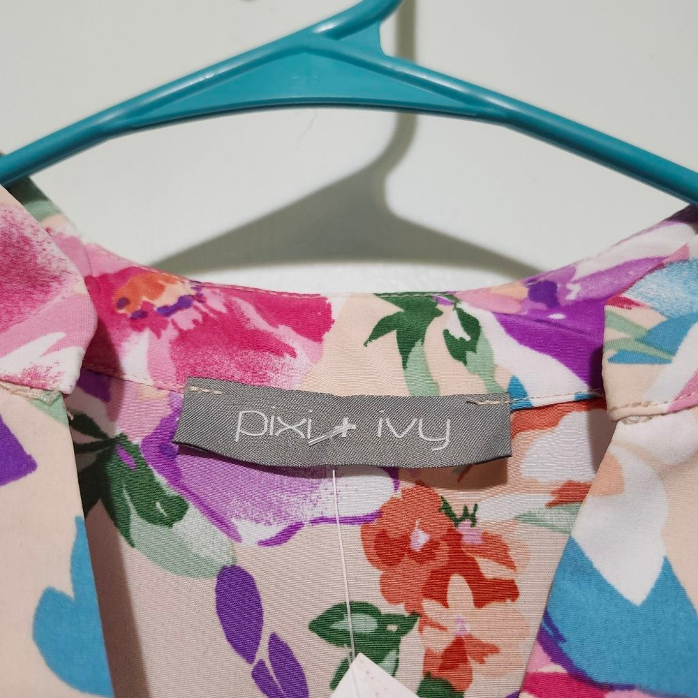 Women's Pixi + Ivy Pink Floral Blouse M - Picture 2 of 6